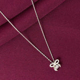925 Silver Bow Knot Pendant Necklace for Women | Cute Ribbon Bow Solitaire Sterling Silver Jewellery