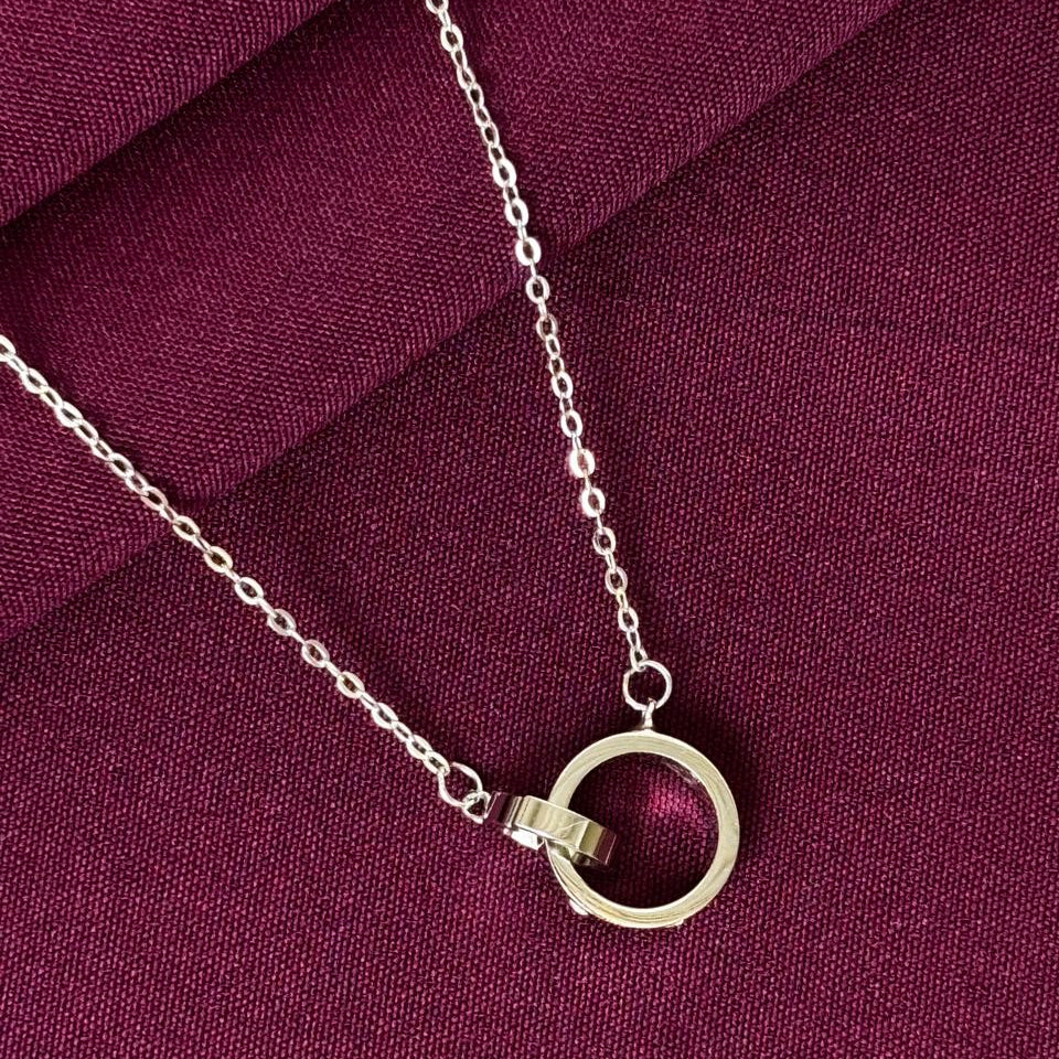 925 Silver Interlocking Ring Pendant Necklace for Women | Minimal Circle Sterling Silver Jewellery