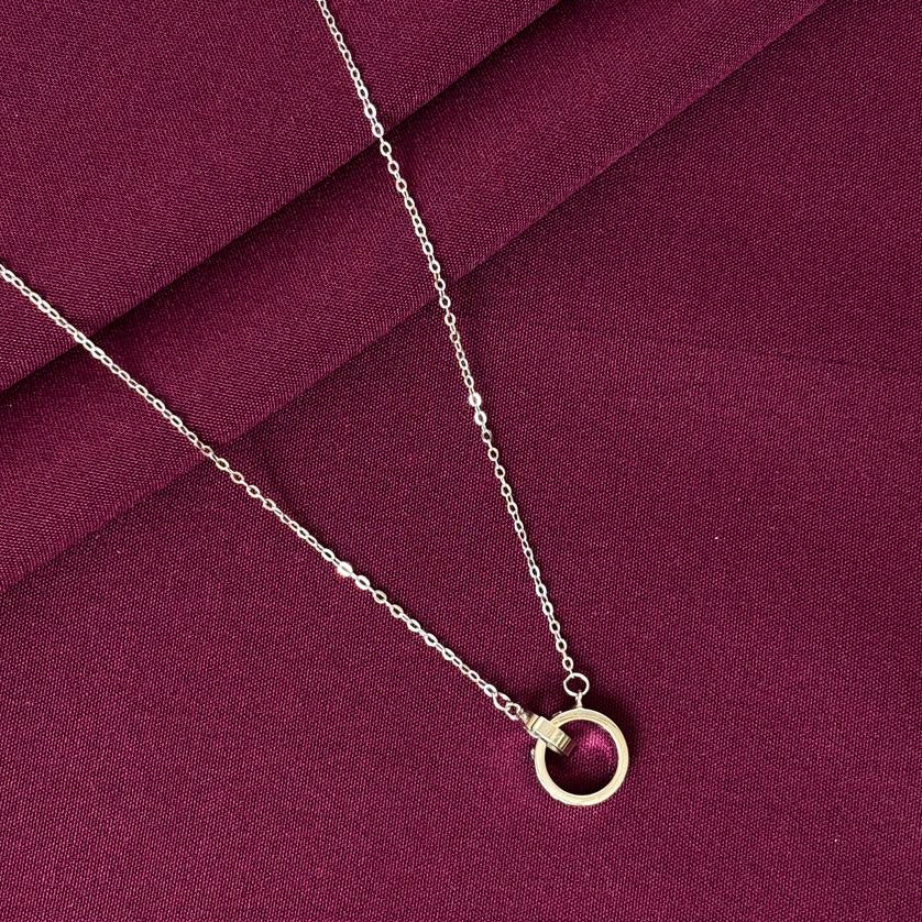 925 Silver Interlocking Ring Pendant Necklace for Women | Minimal Circle Sterling Silver Jewellery