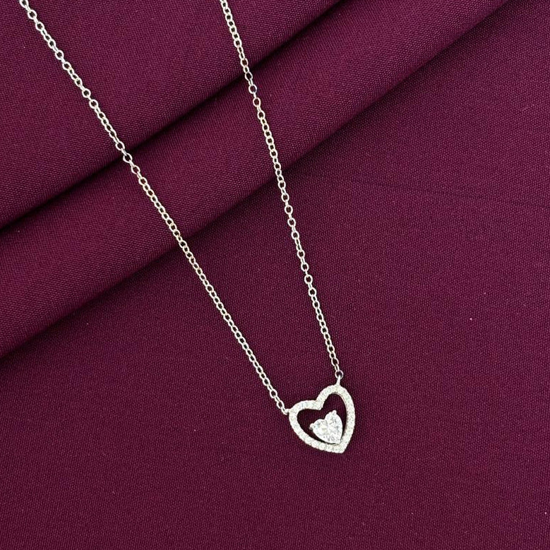 925 Silver Open Heart Pendant Necklace for Women | Minimal Love Heart Sterling Silver Jewellery