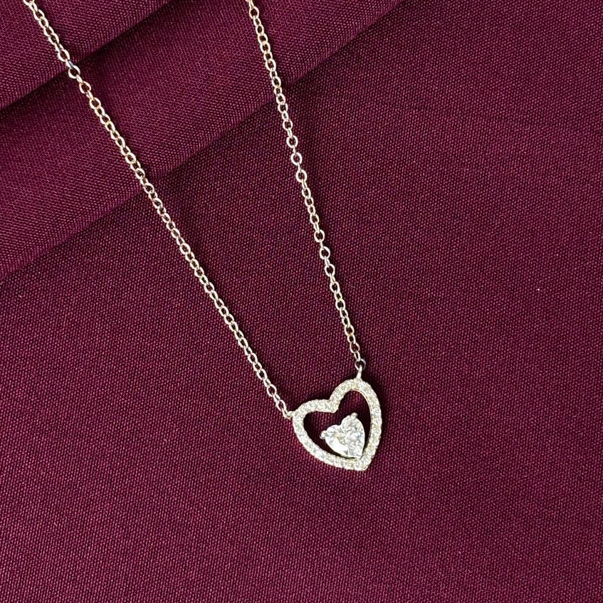 925 Silver Open Heart Pendant Necklace for Women | Minimal Love Heart Sterling Silver Jewellery
