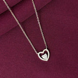 925 Silver Open Heart Pendant Necklace for Women | Minimal Love Heart Sterling Silver Jewellery