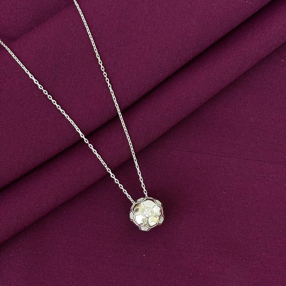 925 Silver Football Pendant Necklace for Women | Soccer Ball Sterling Silver Jewellery