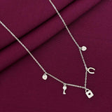 925 Silver Love Charm Necklace for Women | Lock Key Heart Lucky Charm Sterling Silver Jewellery
