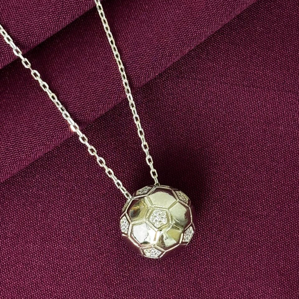 925 Silver Football Pendant Necklace for Women | Soccer Ball Sterling Silver Jewellery