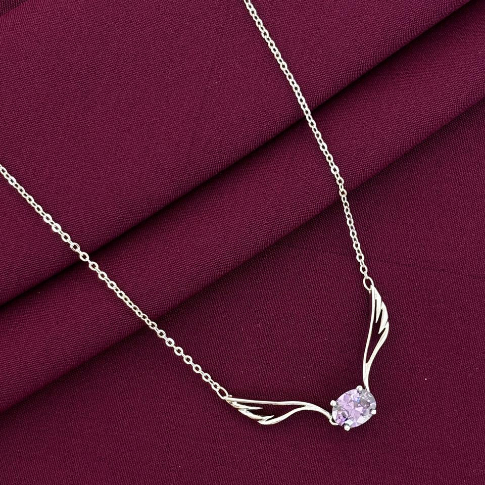 925 Silver Angel Wing Solitaire Necklace for Women