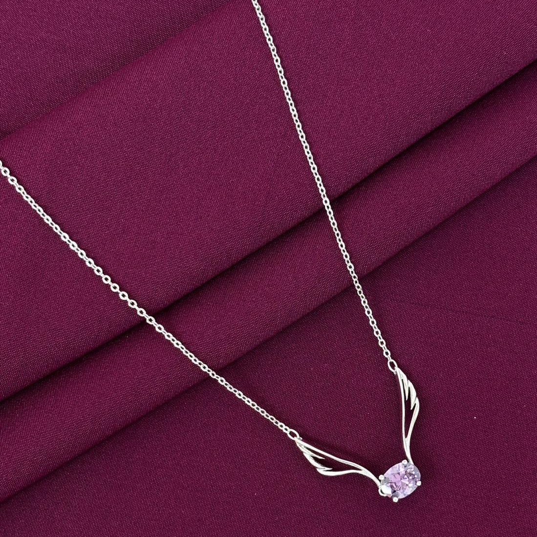 925 Silver Angel Wing Solitaire Necklace for Women