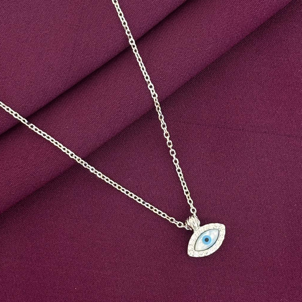 925 Sterling Silver CZ Evil Eye Pendant Necklace for Women