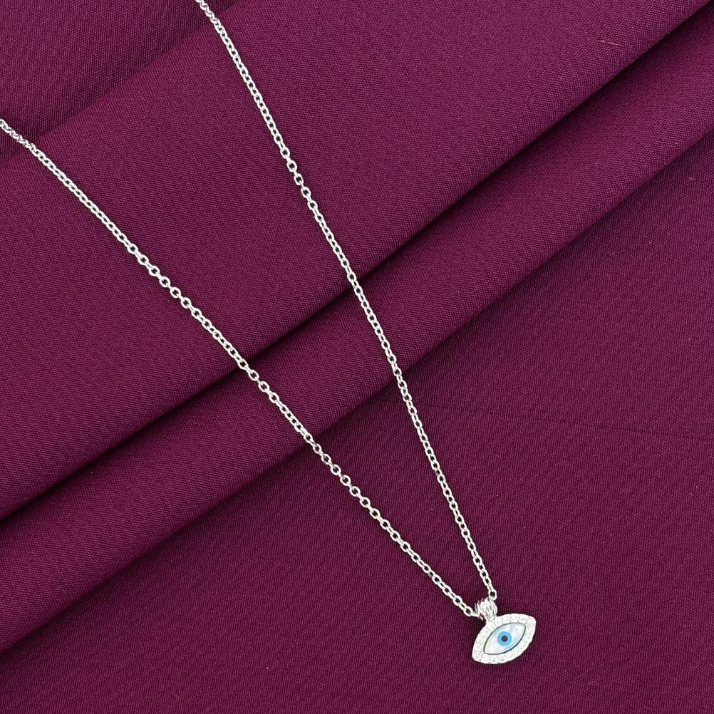 925 Sterling Silver CZ Evil Eye Pendant Necklace for Women