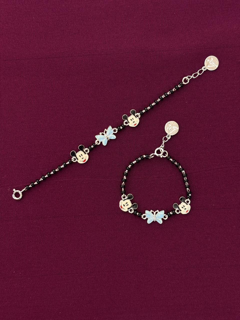 Kids Sterling Silver Nazariya Bracelet with Butterfly & Cartoon Charms