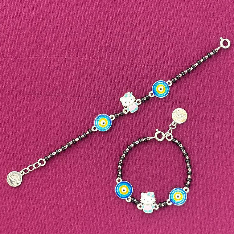 Kids Kitty Evil Eye Nazariya Bracelet – 925 Silver