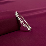 Sterling Silver Criss-Cross CZ Designer Kada Bracelet
