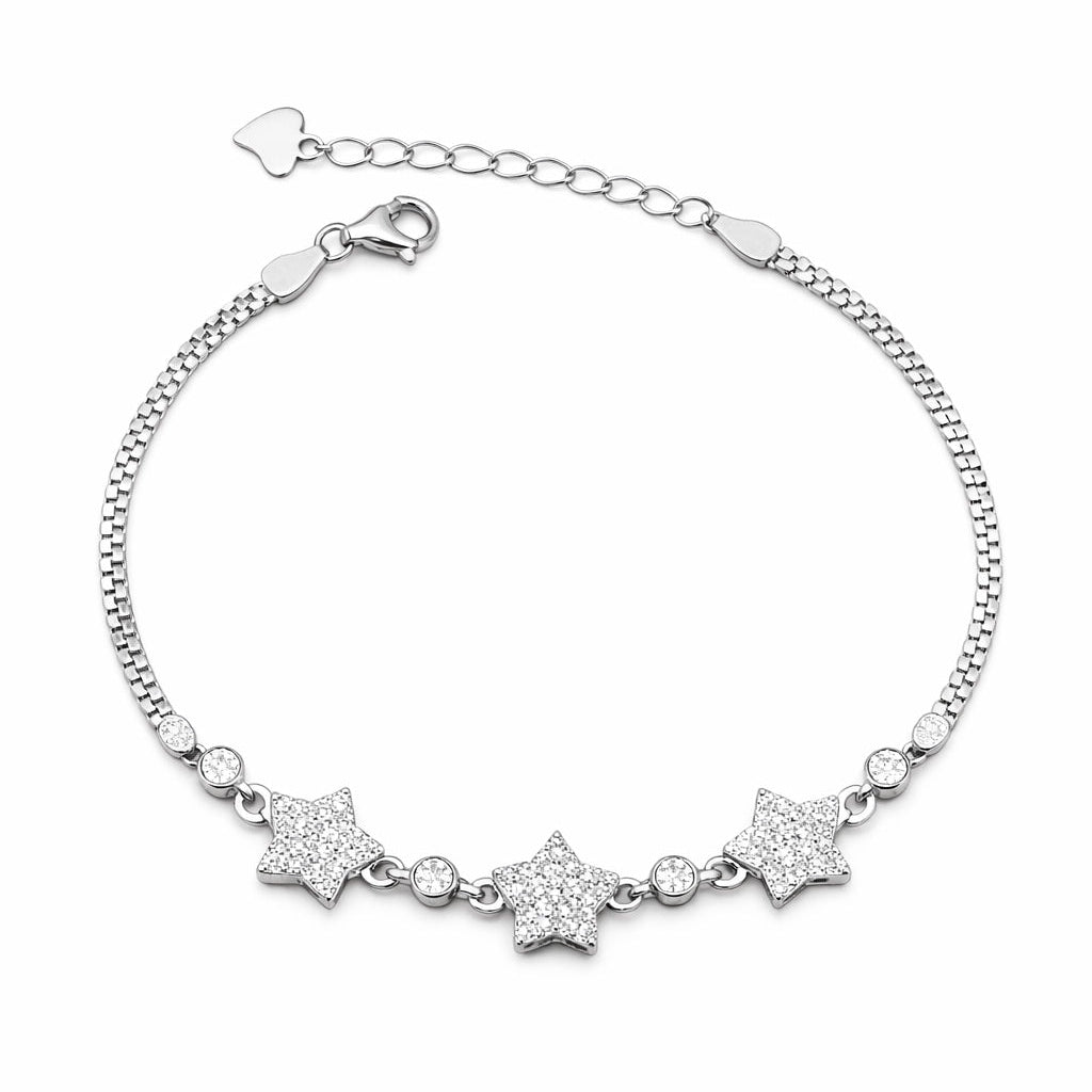 925 Sterling Silver Star Bracelet for Women | CZ Studded Ladies Bracelet