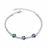925 Sterling Silver Multicolor Floral CZ Bracelet for Women