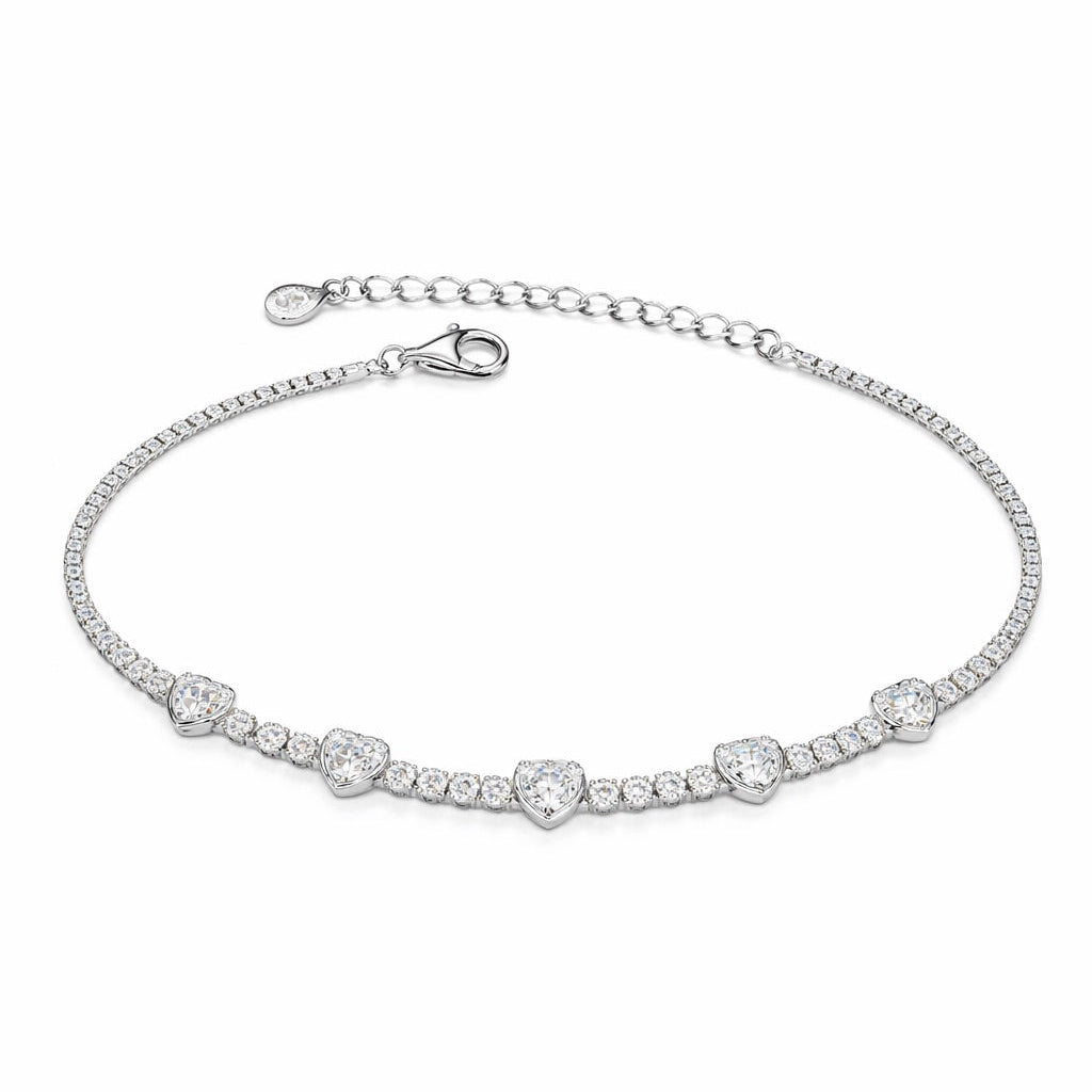 925 Sterling Silver Heart CZ Bracelet for Women | Elegant Ladies Bracelet
