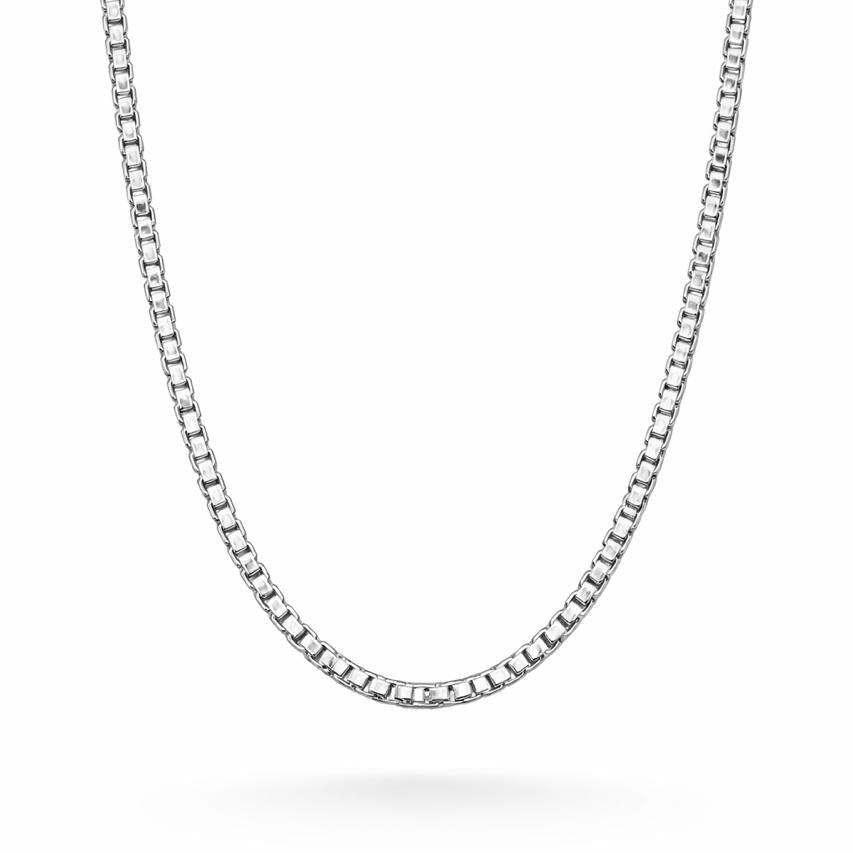 Men’s 925 Sterling Silver Box Link Chain | Minimal Square Silver Chain