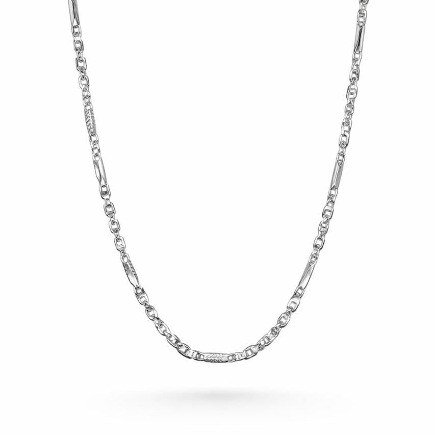 Men’s 925 Sterling Silver Designer Link Chain | Textured Pattern Silver Chain