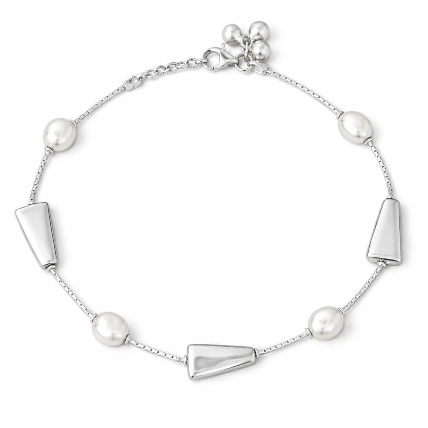 925 Sterling Silver Geometric Design Anklet for Women