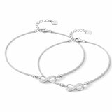 925 Sterling Silver Infinity Double Chain Anklet for Women