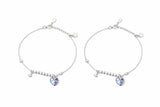 925 Sterling Silver Heart Crystal Charm Anklet for Women