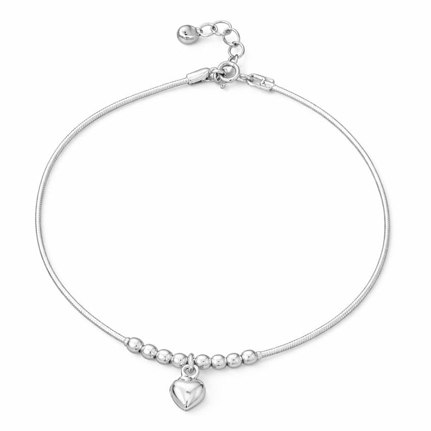 Minimal Heart Charm 925 Silver Anklet | Elegant Everyday Payal