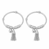 925 Sterling Silver Kids Bangles/Kada with Ghungroo & Chain Tassels – Pair