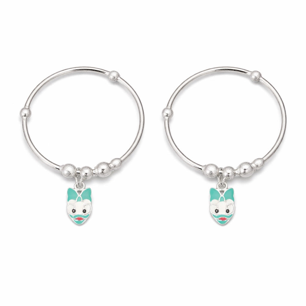 925 Sterling Silver Bunny Charm Kids Kada Bangles – Pair