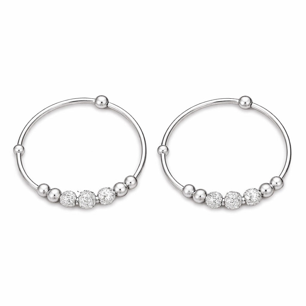 925 Sterling Silver Kids Kada Bangles with Beaded Design – Pair