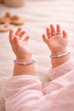 925 Sterling Silver Kids Kada Bangles with Pink Beads – Pair