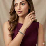 925 Silver Marquise Studded Textured Women Kada in 925 Silver