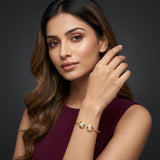 Round Charm Studded Women Kada in 925 Silver | Open Cuff Bracelet