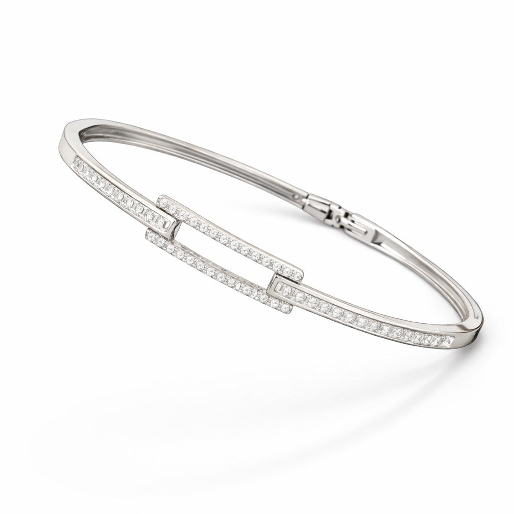 Elegant American Diamond Women Kada Bracelet in 925 Silver | Premium Openable Kada for Women
