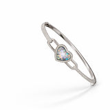 Luxury Heart Crystal American Diamond Women Kada in 925 Silver | Elegant Openable Bracelet