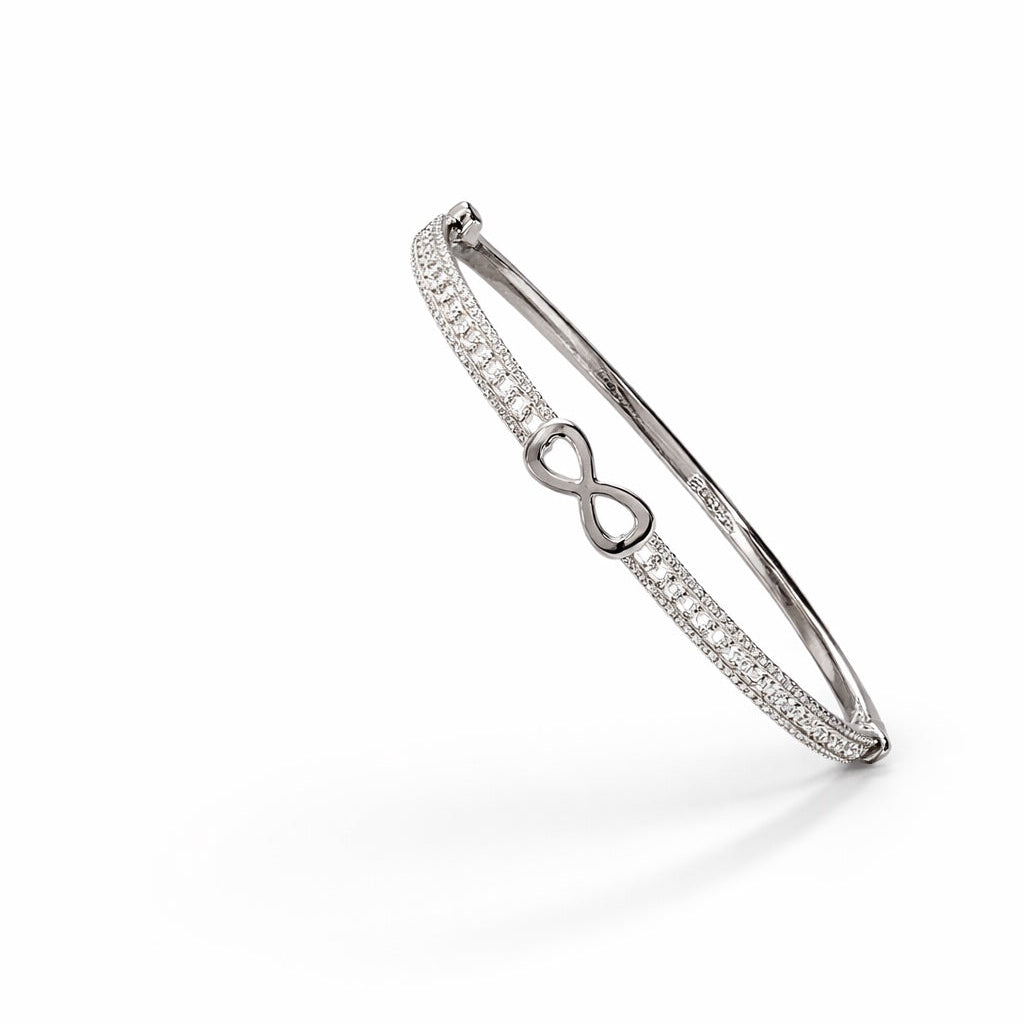 Infinity Design American Diamond Women Kada in 925 Silver | Elegant Openable Bracelet