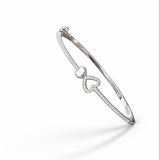 Heart Design American Diamond Women Kada in 925 Silver | Elegant Openable Bracelet