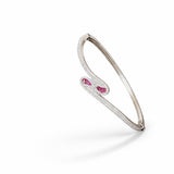 Pink Stone Crossover American Diamond Women Kada in 925 Silver | Designer Statement Bracelet