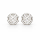 Round Pavé Diamond Style Stud Earrings in 925 Sterling Silver