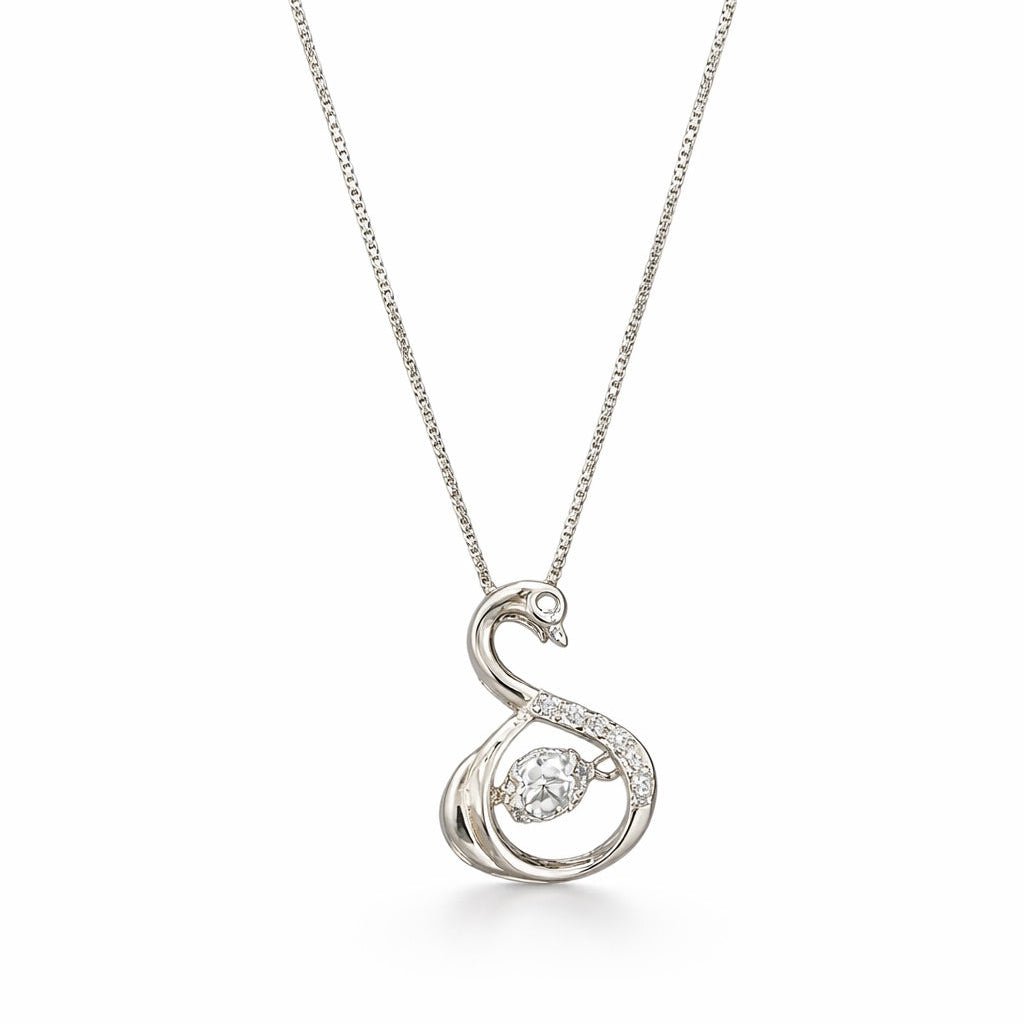 925 Silver Swan Pendant Necklace for Women