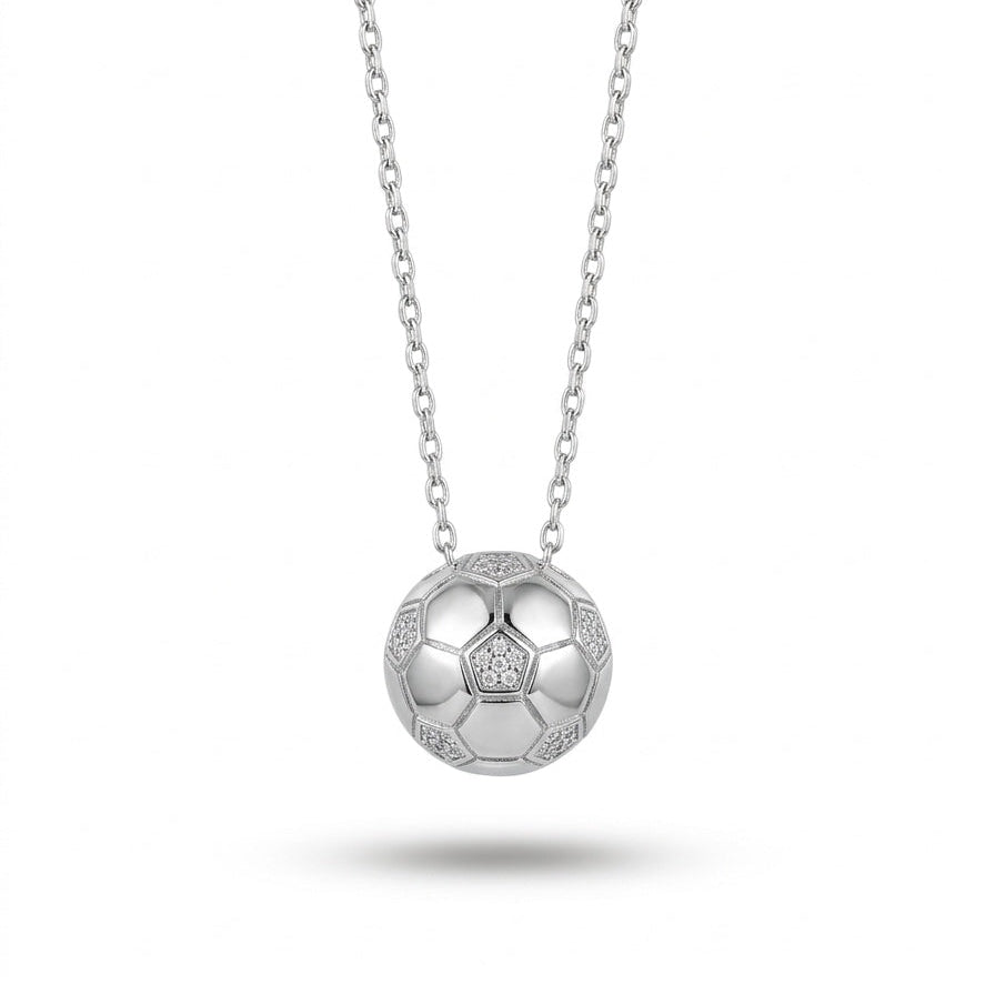 925 Silver Football Pendant Necklace for Women | Soccer Ball Sterling Silver Jewellery