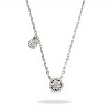 925 Sterling Silver Double Round CZ Pendant Necklace Rhodium Plated for Women