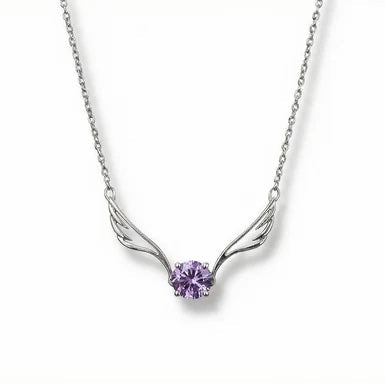 925 Silver Angel Wing Solitaire Necklace for Women