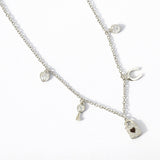 925 Silver Love Charm Necklace for Women | Lock Key Heart Lucky Charm Sterling Silver Jewellery