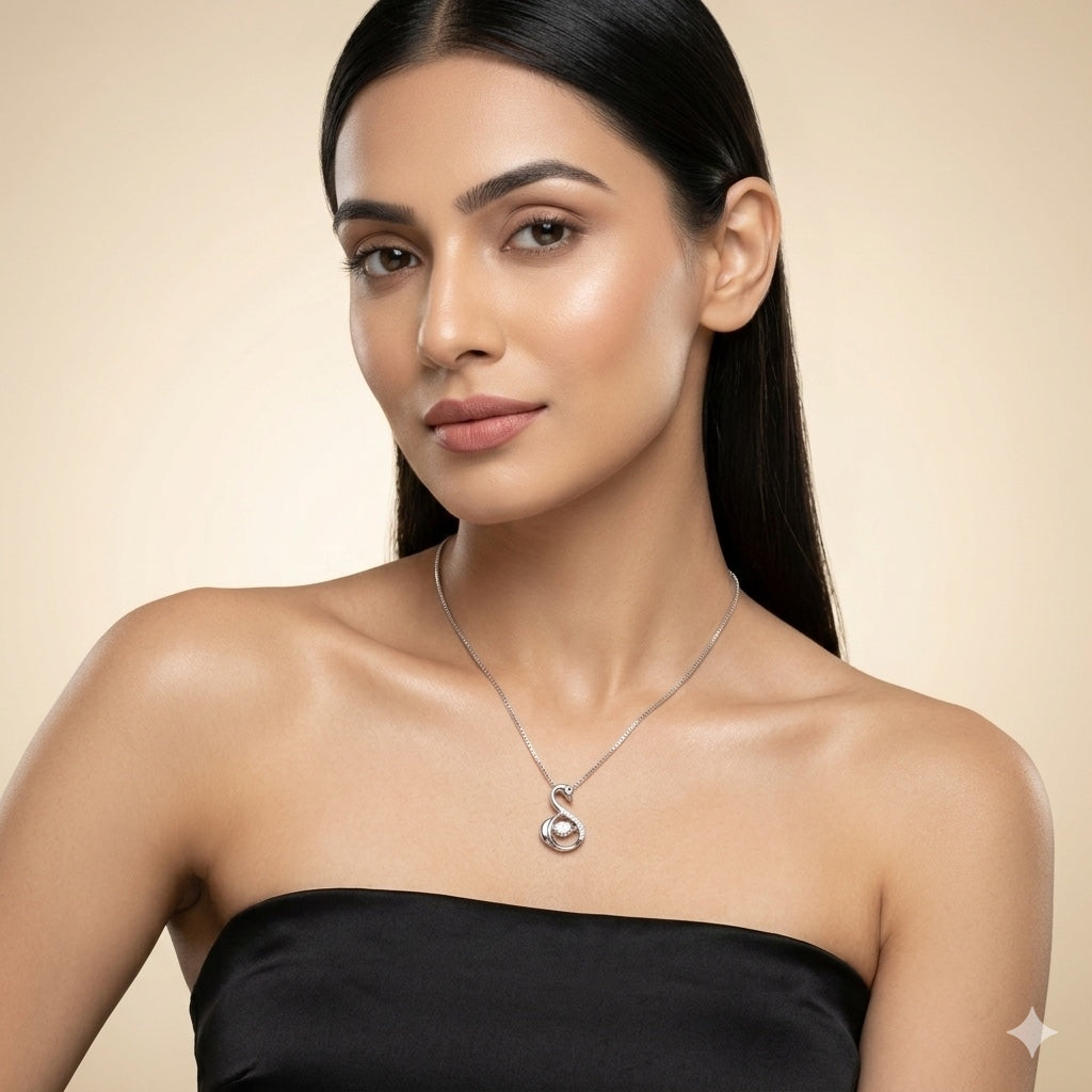 925 Silver Swan Pendant Necklace for Women