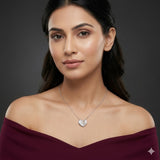 925 Sterling Silver CZ Studded Heart Pendant Necklace for Women
