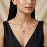 925 Silver Rosegold Plated Crown Pendant Necklace for Women | Queen Crown Stone Necklace