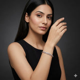 Sterling Silver Oval Link CZ Designer Bracelet Kada for Women