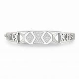 925 Sterling Silver CZ Designer Kada for Men | Geometric Pattern Bracelet