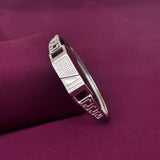 925 Sterling Silver Designer Kada for Men | Stone Studded Geometric Pattern Bracelet