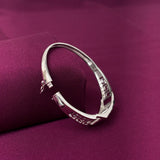 925 Sterling Silver Designer Kada for Men | Stone Studded Geometric Pattern Bracelet