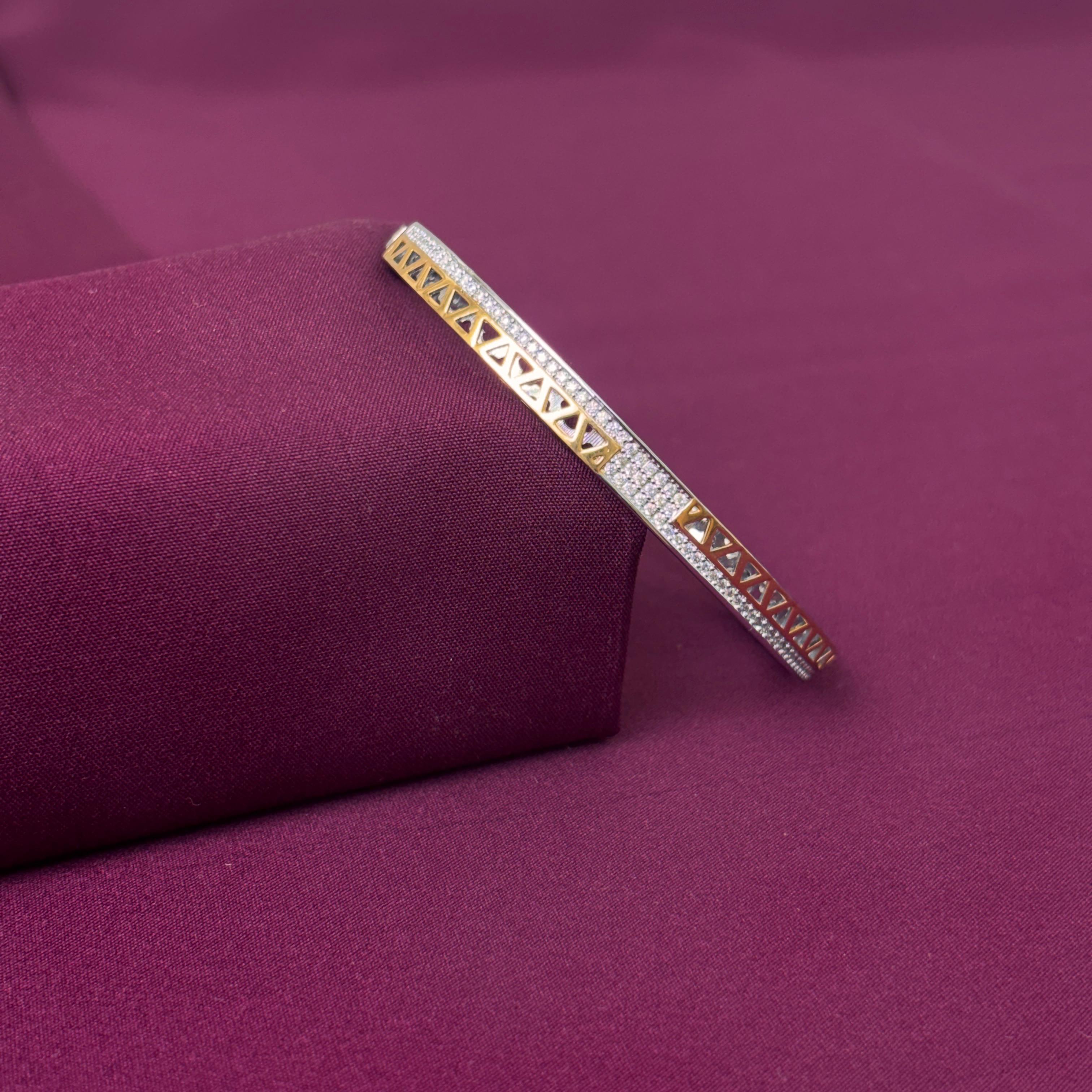 925 Sterling Silver Two Tone CZ Kada for Men | Designer Silver Bracelet